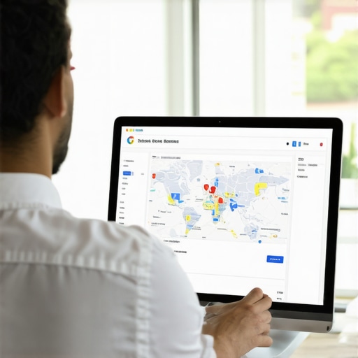 Analyzing Local SEO Metrics for Map Resilience Digital marketer reviewing local SEO and Google Maps ranking data