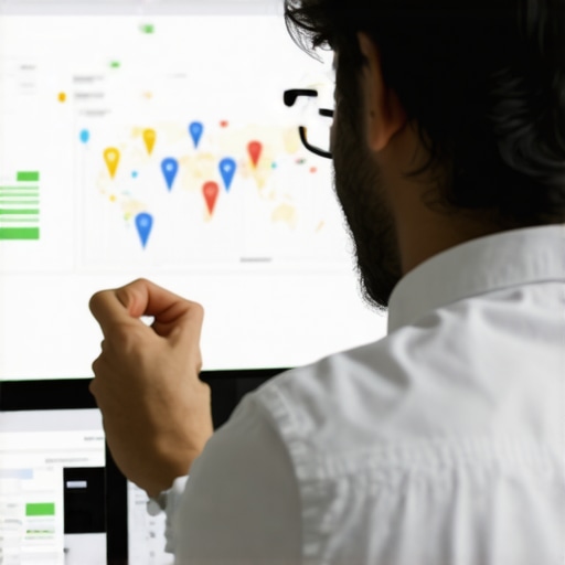 Expert Analyzing GMB Data for Map Recovery SEO expert reviewing local SEO analytics for Google Maps ranking