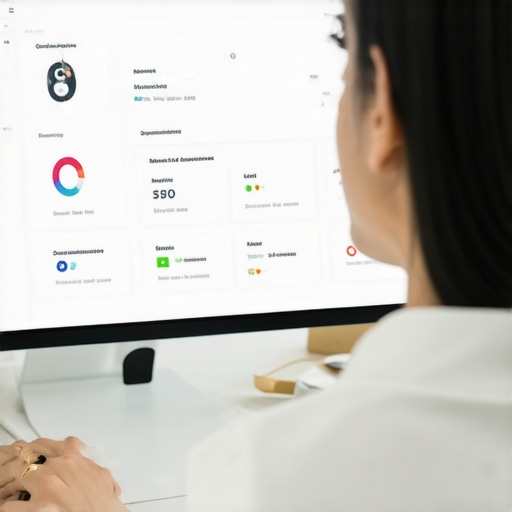 Digital marketer reviewing Google My Business insights and local SEO metrics on a monitor.