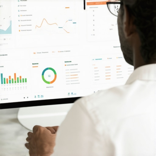 Business owner reviewing Google My Business performance analytics on a laptop