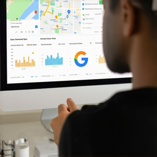 Person analyzing Google Maps data with charts and graphs.