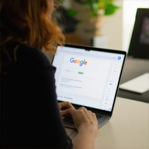 Business owner editing GMB listing on computer to improve local SEO.