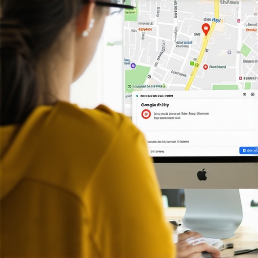 Business owner making updates on Google My Business profile on a computer