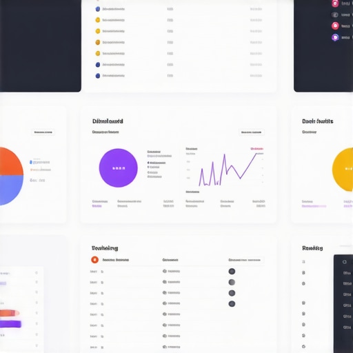 A workspace with screens displaying SEO tools for citation audits, rank tracking, and technical SEO