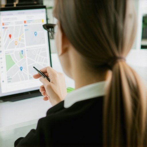 Person analyzing Google My Business dashboard to improve map rankings.