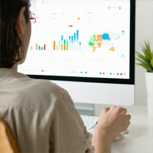 A person reviewing local SEO analytics and map performance data on a computer.