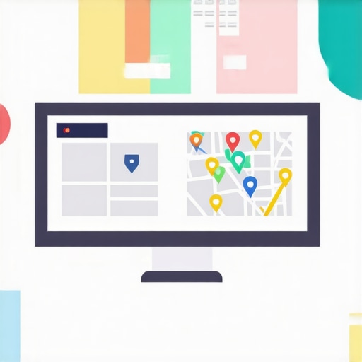 Illustration showing SEO tactics for local maps and search rankings.