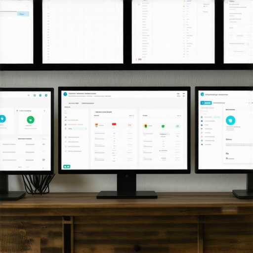 Multiple screens displaying SEO analytics tools used for GMB ranking maintenance.