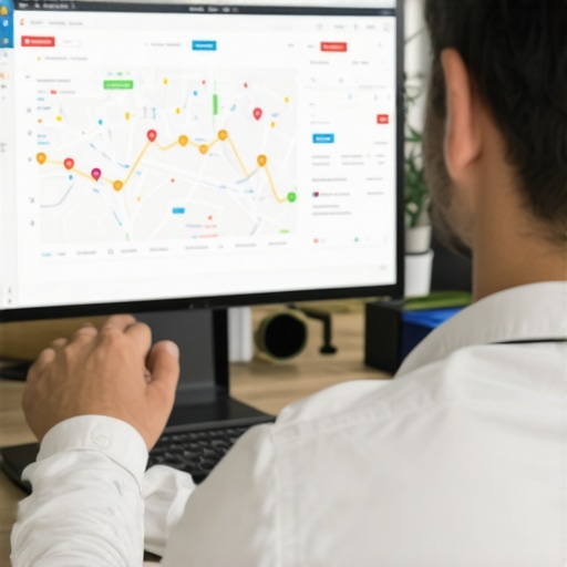 Business owner reviewing local SEO and Google Maps data on computer