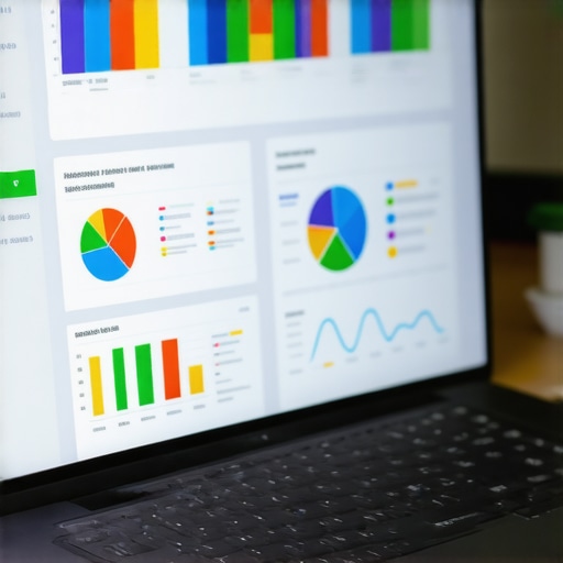 A person's hand using software analytics dashboards on a laptop for ongoing local SEO management.