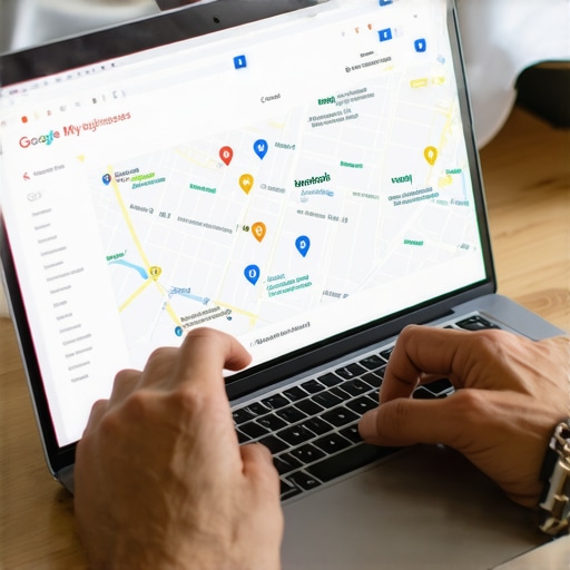 Person editing Google My Business listing on laptop