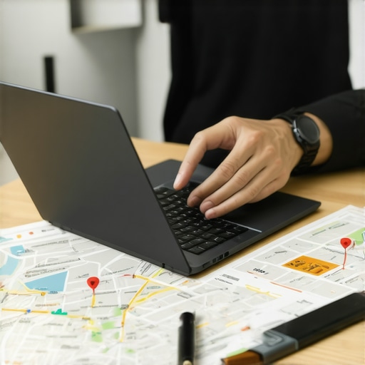 Entrepreneur analyzing maps and SEO data to restore Google My Business ranking