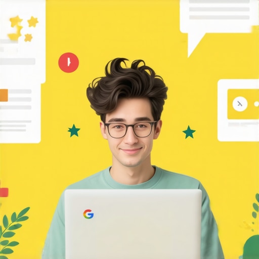 Business owner updating Google My Business profile on laptop