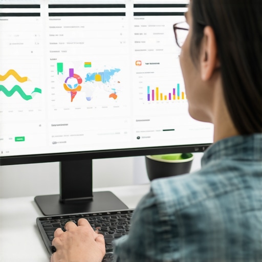 A professional analyzing local SEO metrics on a computer to improve map ranking.