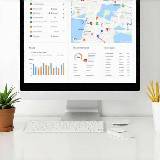 Professional reviewing SEO data on computer for map ranking restoration.
