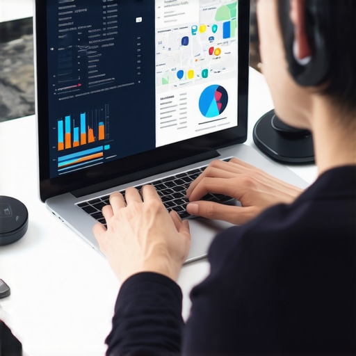 Person analyzing local SEO data on a laptop with maps and graphs