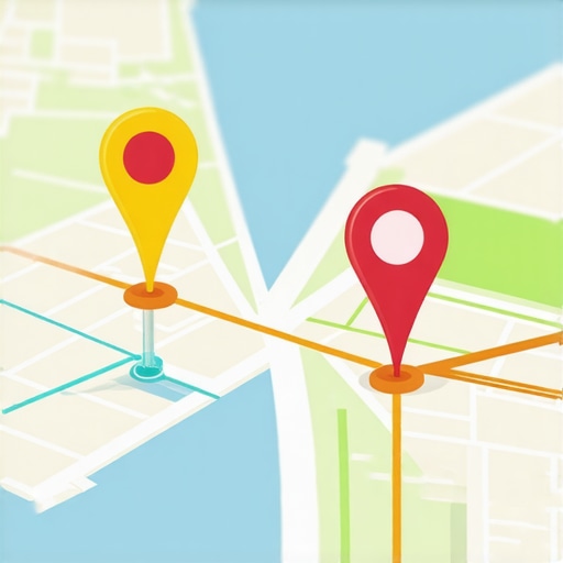 A digital map showing interconnected pins and signals representing local SEO elements